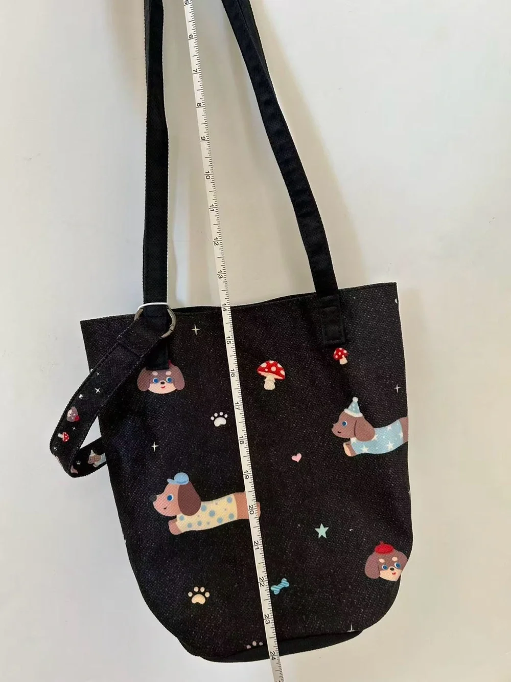 Cute Black Dog Print Tote Bag